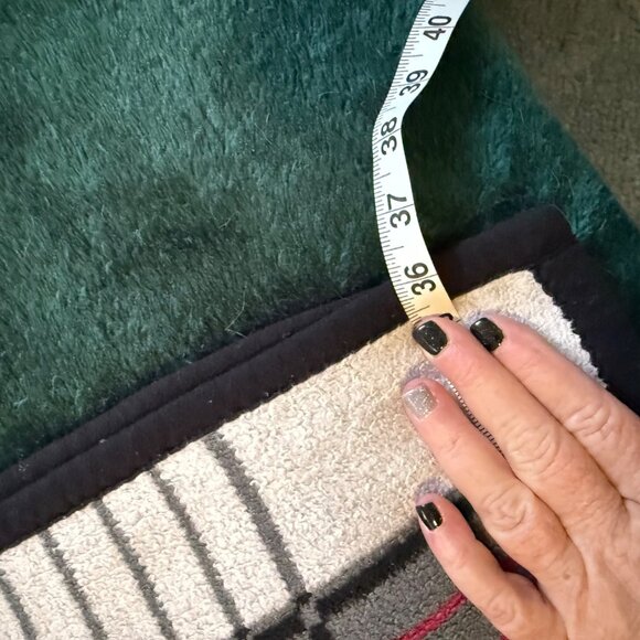 IBENA Gray & White Woven Blanket Throw with Red & Black Stripes - Picture 5 of 6